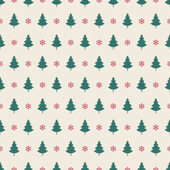 christmas tree snowflakes seamless pattern