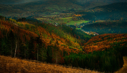 Obraz premium Autumn view of Tatra mountain.