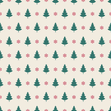 christmas tree snowflakes seamless pattern