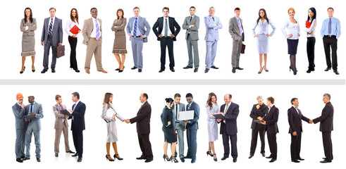 Set of business people isolated on white