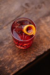 Barrel aged coffee negrony cocktail