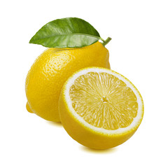 Lemon whole and half isolated on white