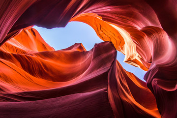 Colorful sandstone formation inside Lower Antelope Canyon