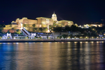 Fototapeta na wymiar The Royal Palace in Budapest in the night illumination.