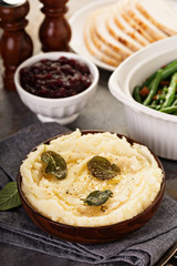 Mashed potatoes with butter and sage