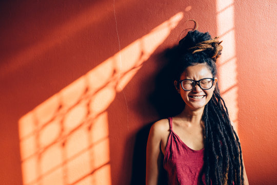 Thai Woman With Rasta Dreadlocks Smiling