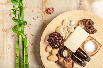Spa setting with beauty treatment accessories