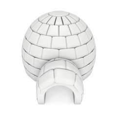 Igloo icehouse isolated on white background 3d render illustration. Snowhouse or snowhut. Eskimo shelter built of ice