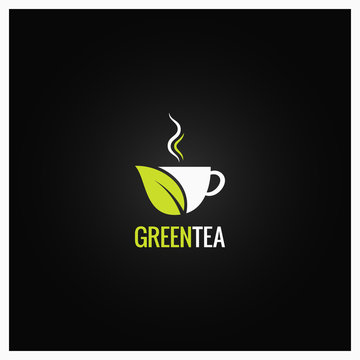 Tea cup concept design. Green organic tea background