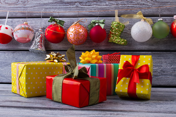 Christmas decorations and gift boxes