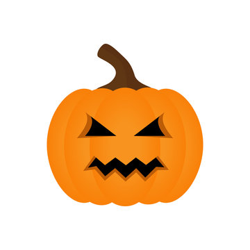 Halloween pumpkin vector graphic. Carved halloween orange pumpkin, isolated on white background.
