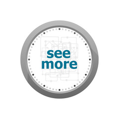 Text see more on digital background. Education concept . Abstract wall clock isolated on a white background