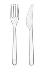 Disposable transparent plastic knife and fork