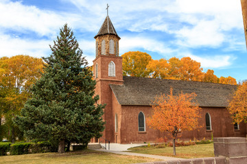 A Picturesque Church Framed in Fall Color