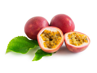 Fresh passionfruit isolated on white background with clipping path.