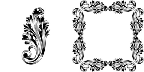 Baroque vector set of vintage elements for design. Decorative design element filigree calligraphy vector. You can use for wedding decoration of greeting card and laser cutting.
