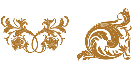 Fototapeta premium Baroque vector set of vintage elements for design. Decorative design element filigree calligraphy vector. You can use for wedding decoration of greeting card and laser cutting.