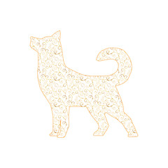 Dog with gold oriental pattern
