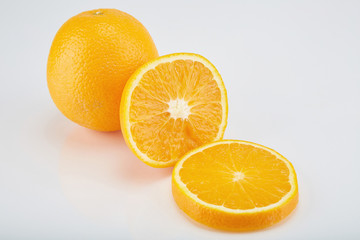 Sliced orange on a white background. 