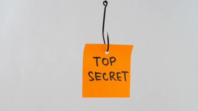 Illustration, on fishhook Top secret