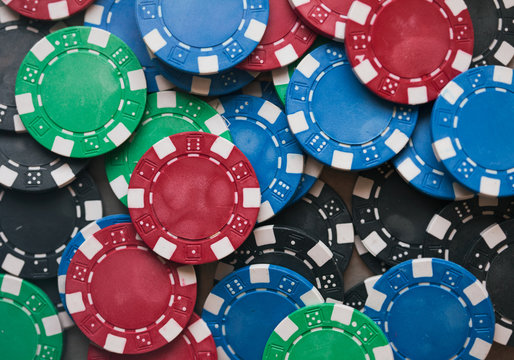 Cards: Pile Of Poker Chips Of Various Colors