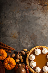 Pumpkin pie with whipped cream © fahrwasser