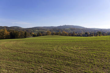 Colorful autumn sunny Landscape from the central Bohemia, Czech Republic