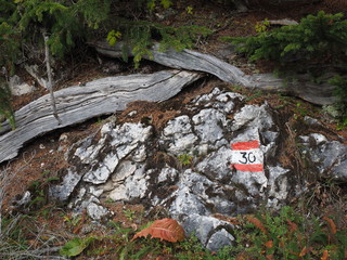 wandermarkierung auf wanderweg in Italien