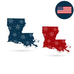 Map of the U.S. state of Louisiana. Merry christmas and a happy 