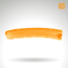 Orange brush stroke and texture. Grunge vector abstract hand - painted element. Underline and border design.