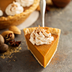 Pumpkin pie with whipped cream
