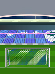 Soccer two colored goal on stadium