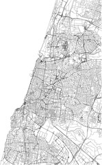 Strade di Tel Aviv, cartina della città, Israele. Mappa