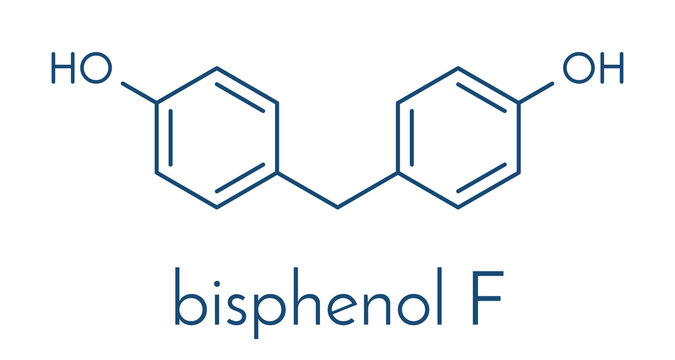 Bisphenol F (BPF) molecule. Alternative for bisphenol A (BPA). Skeletal formula.