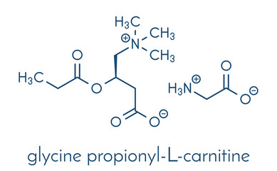 GPLC (glycine propionyl-L-carnitine) nutritional supplement molecule.  Skeletal formula.