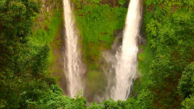 Worlds most amazing waterfalls. Tad Fane Waterfall, a picturesque twin set of waterfalls spilling over 100 meters down from the Bolaven Plateau into a deep gorge, located in the jungle of Laos.