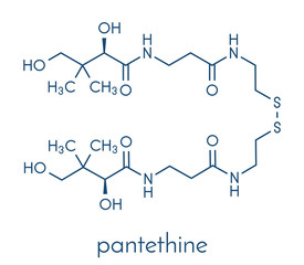 Pantethine (dimeric vitamin B5) molecule. Used in dietary supplements. Skeletal formula.