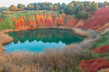 The lake in a old bauxite's quarry in Apulia, Otranto, Salento, Italy