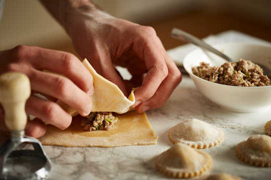 Preparing girasole pasta