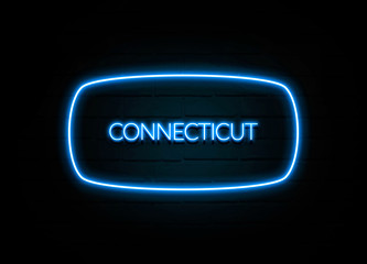 Connecticut  - colorful Neon Sign on brickwall