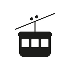 Cable car ski lift simple icon silhouette on white background.