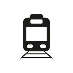 Train simple icon silhouette on white background. Ground transport