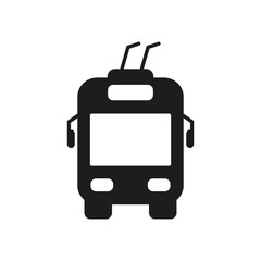 Trolleybus simple icon silhouette on white background.
