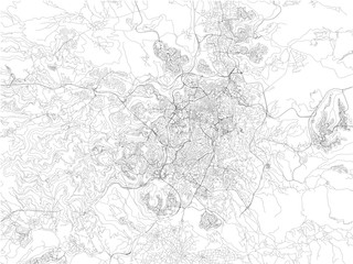 Strade di Gerusalemme, cartina della città, Israele. Mappa
