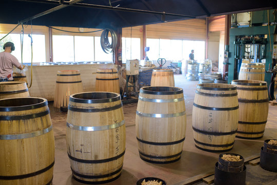 display of barrels