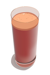 Glass with freshly squeezed juice on a white background