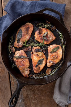 Grilled Pork Chops in Pan