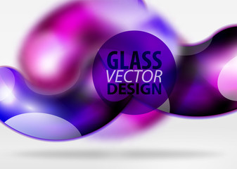 Digital techno abstract background, grey 3d space with glass curvy bubble