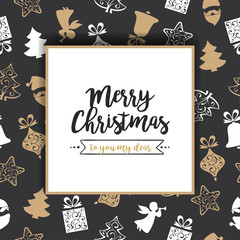 Christmas background with golden and white christmas elements