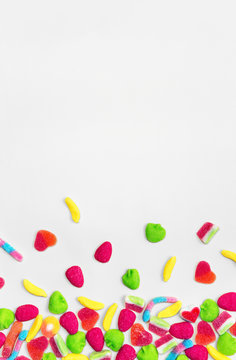 Gummy candy background with copy space